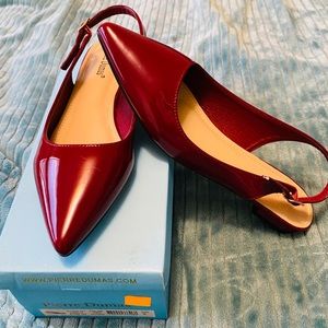 Pierre Dumas red patent sling back shoes